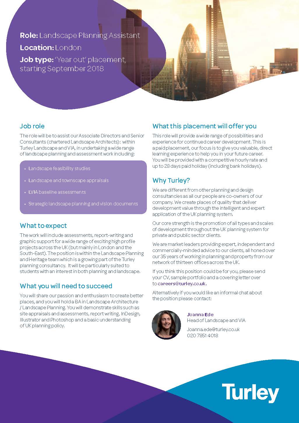 year out landscape planning assistant, London to the Landscape Architecture course at